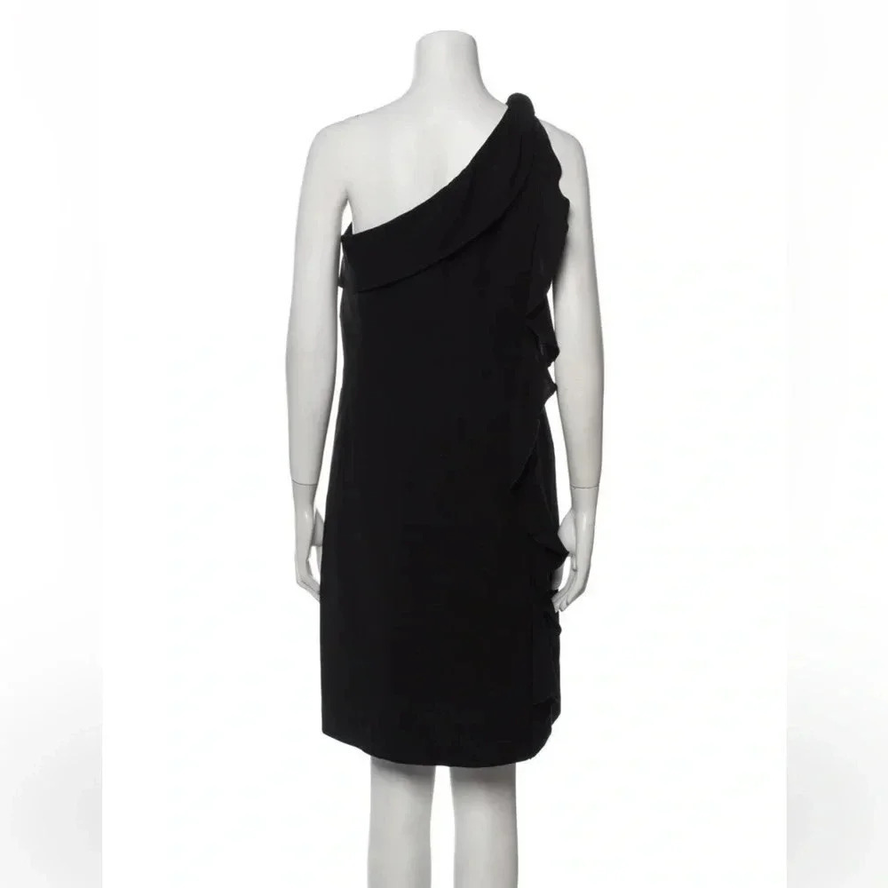 Armani Collezioni black silk one shoulder cocktail dress ruffle Size 6 - Picture 7 of 12